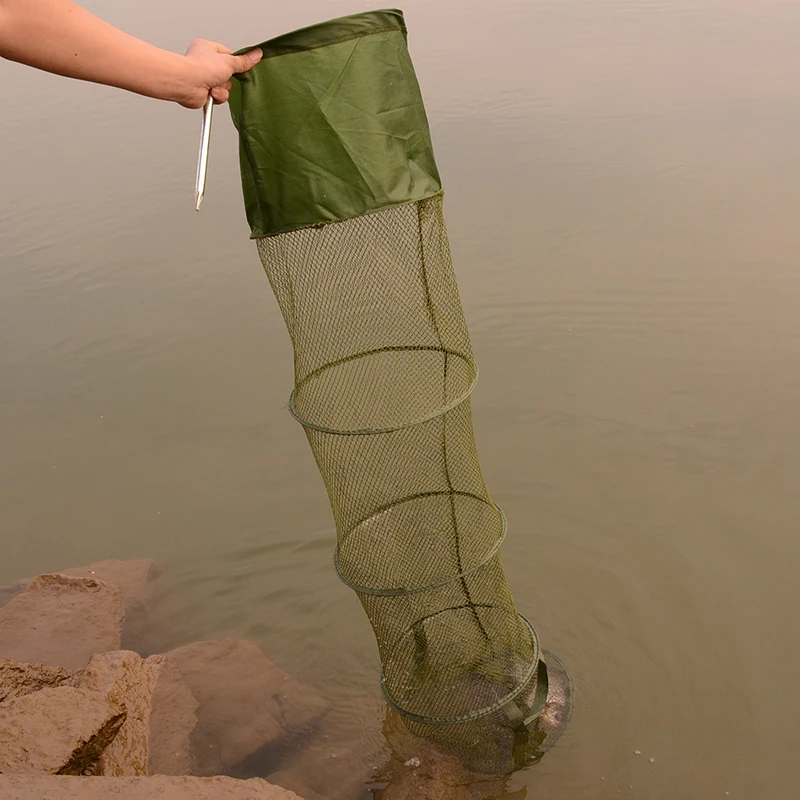 LEO 5 Layers Collapsible Fishing Basket Dip Net Fishing Cage to Keep Fish Alive in the Water 30cm140cm Fishing Accessories Tool (3)