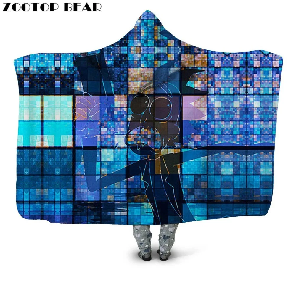 

Lattice Throw Hooded Blanket Fashion Wearable Bedding Casual 3D Printing Rick and morty Anime Soft Adults Travel Office Quilts