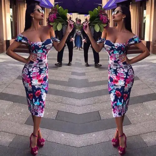 Женское праздничное облегающее Макси платье с открытыми плечами и цветочным
