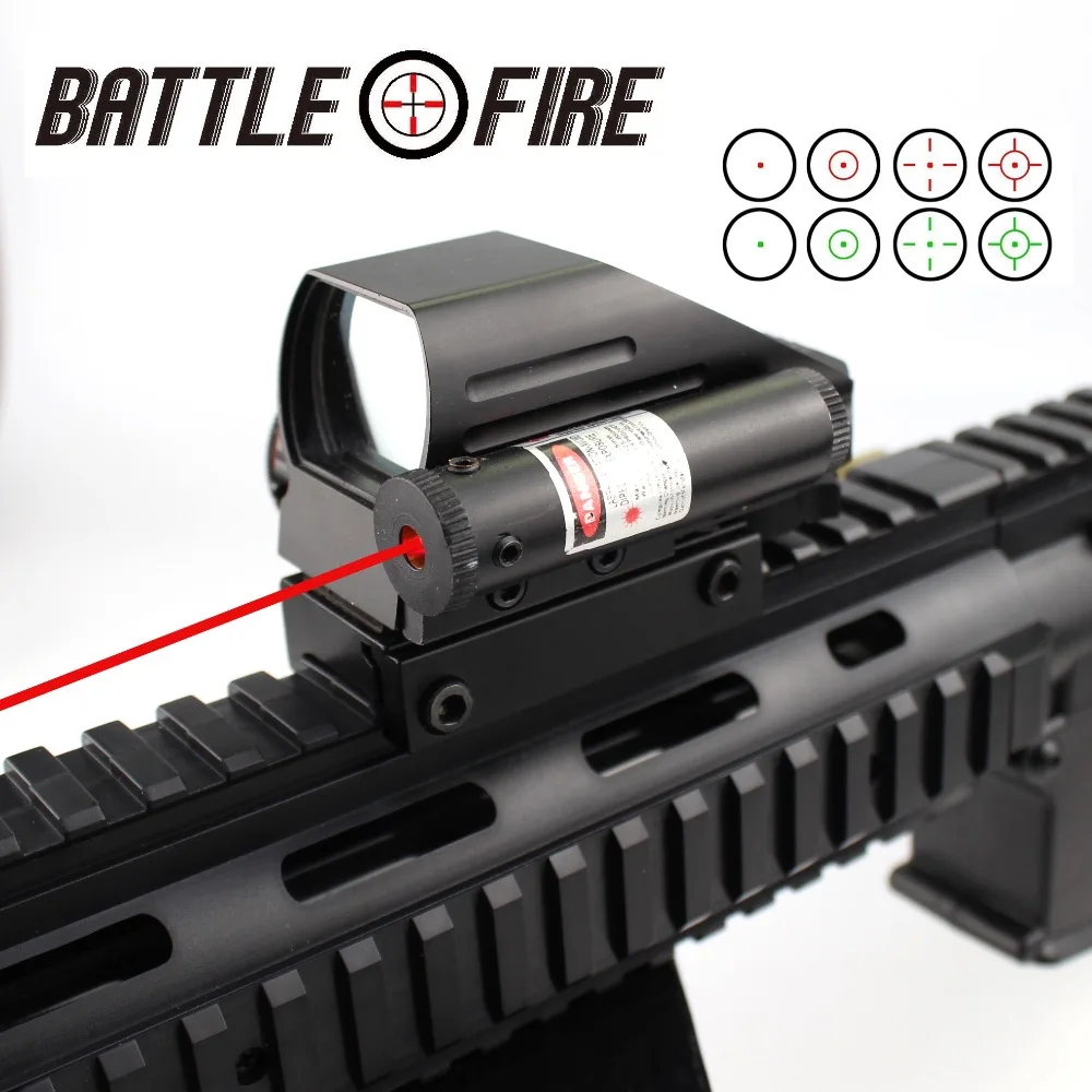 

Collimator Sight for Hunting Rifle Scope Holographic Reflex 4 Reticles Red dot Sight Tactical riflescope+Red Laser Optics
