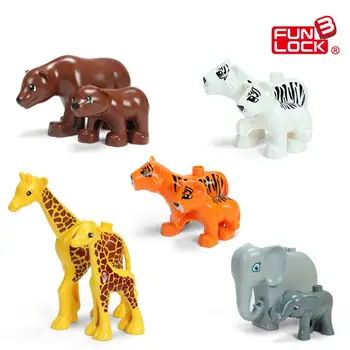 

Jungle Animal Tiger Set Bear Giraffe Elephant Duplo Blocks Toy For Kid