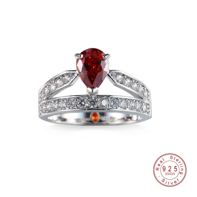 Лидер продаж роскошные S925 стерлингового серебра с кубического циркония кольца уникальный гранат кольцо Для свадебное кольцо для женщин Jewelry подарки