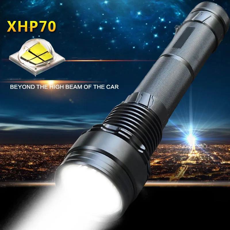 

Hunting tactical LED flashlight CREE XHP70 lamp beads brighter high power 4022Lumens LED flashlight torch for Hunting