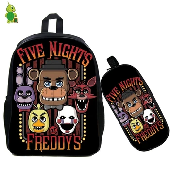 

2 Pcs/set Five Nights At Freddy's Backpack for Teenagers Fazbear Freddy Bonnie Chica School Bags Boys Girls Students Book Bags