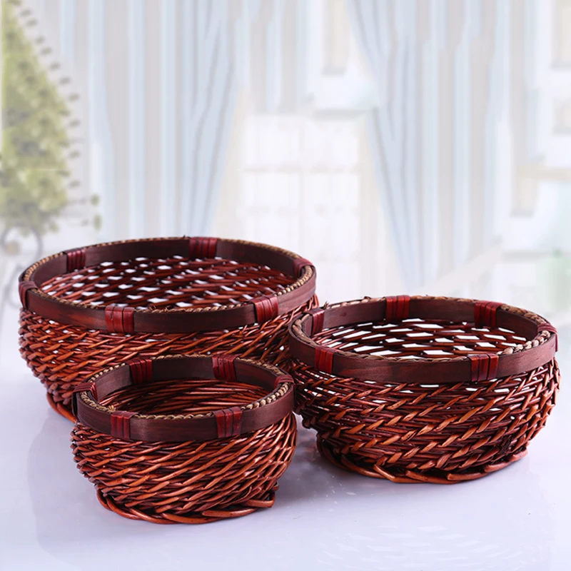 

2018 New Creative Storage Basket Waterproof Wicker Hand-woven Fruit And Vegetable Flower Organizer Desktop Storage Basket-66926