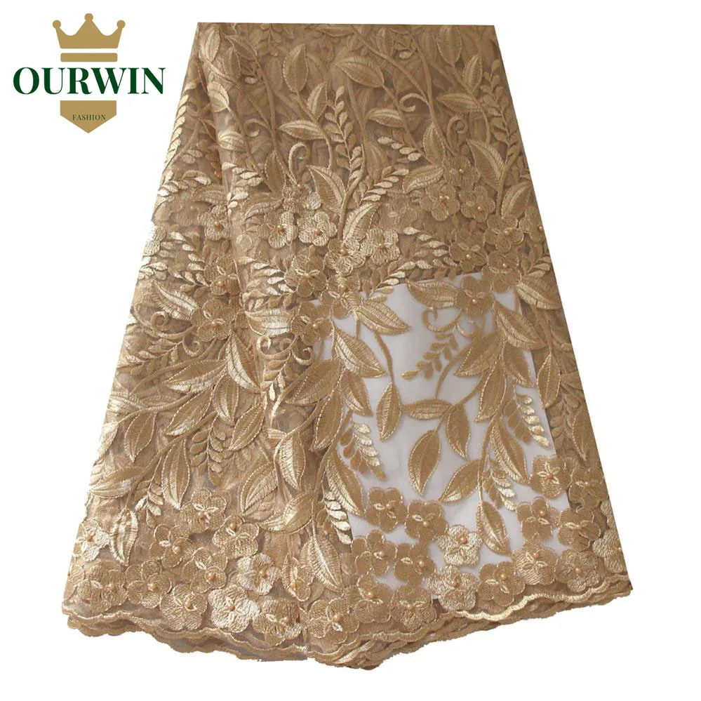 african lace fabric-gold 
