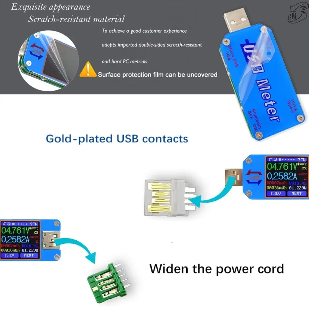 UM25 UM25C Для APP USB 2,0 Тип-C ЖК-дисплей Вольтметр Амперметр Напряжение измеритель тока, для батареи зарядки измерения с 35 Вт LD35 HD35 нагрузки