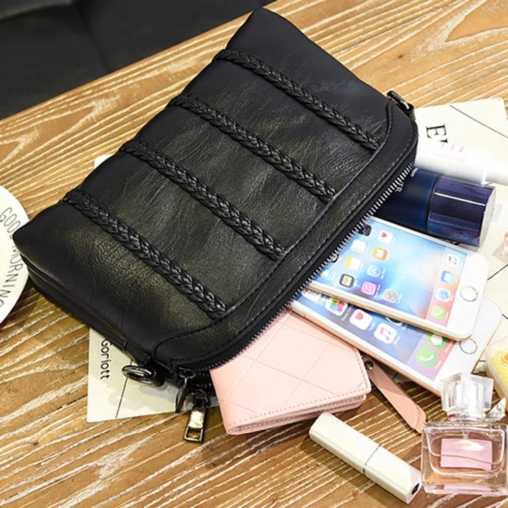 Kopen Casual Evelope Ontwerp Kleine Telefoon Tas Vrouwelijke Zacht Leer Vrouwen Crossbody Messenger Bag Single Schouder Crossbody Zwart Handtassen