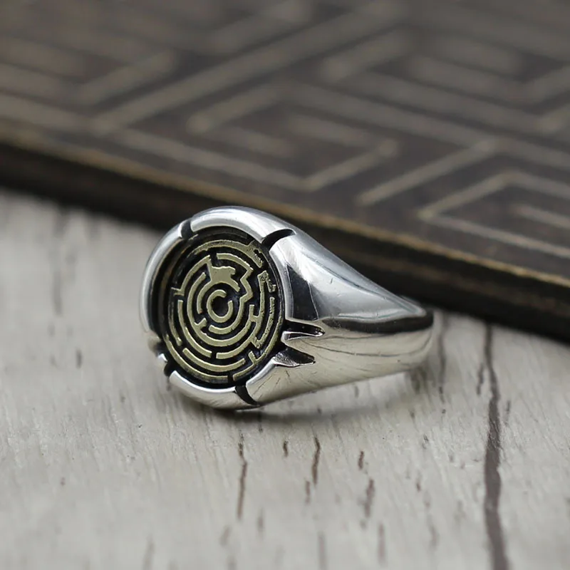 

Thai Silver Personality Unique Maze Opening Ring S925 Sterling Silver Jewelry Retro Ring New Hot