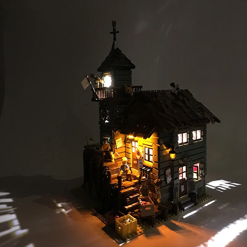 Продажа Светодиодный светильник, набор для Lego Building City Street 21310, 16050, для старого рыболовного магазина, блоки, игрушки Creator City, уличный светильник, набор
