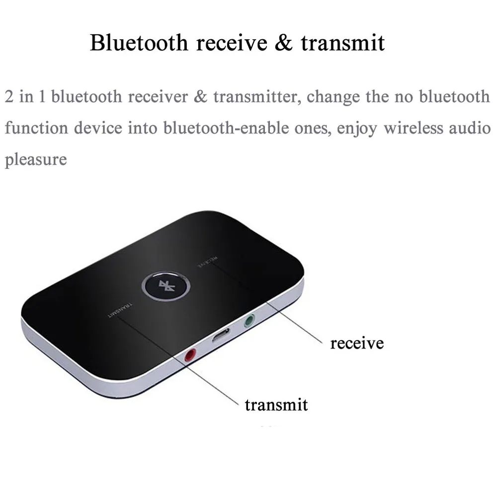 2 в 1 Bluetooth аудио передатчик приемник Черный адаптер HIFI беспроводной портативный аудио плеер Aux 3,5 мм для ТВ ПК MP3