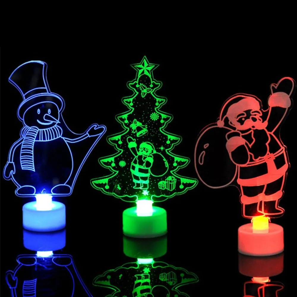 

Colorful Acrylic Merry Christmas Lighting Small Christmas Tree Snowman Santa Night Light Gift
