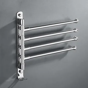 

Behogar Wall Mounted Stainless Steel Rotating Movable Towel Holder Bathroom Kitchen Towel Rack with 4 Rotating Poles