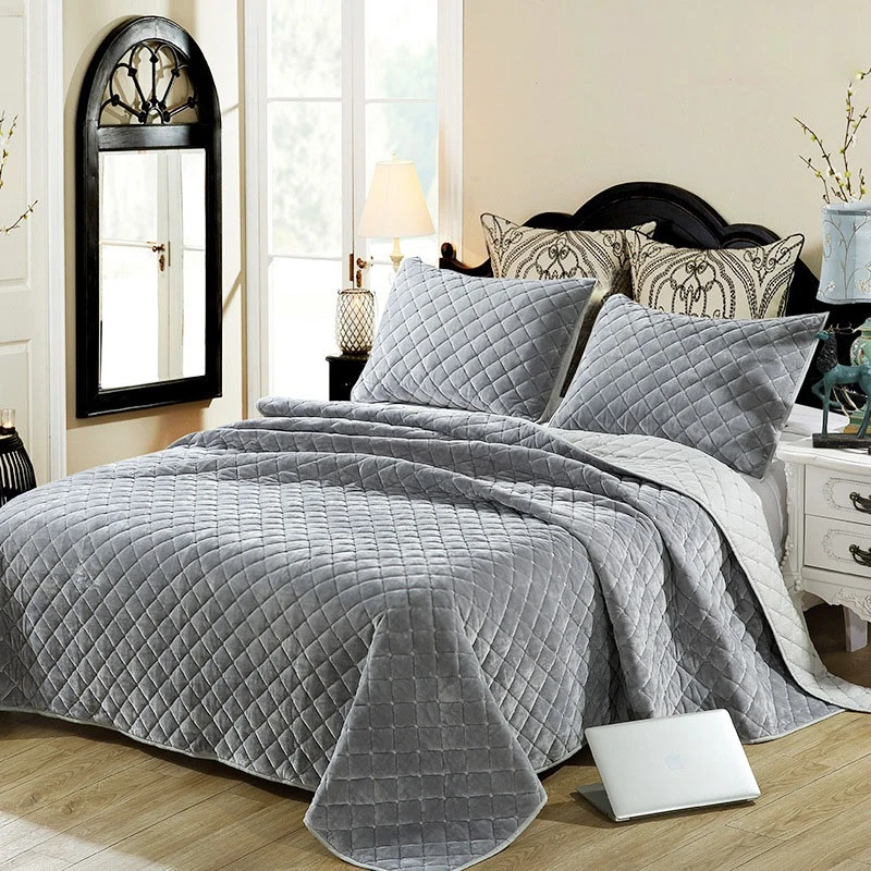 Winter Velvet Bedspreads Quilt Sets 3pcs Plush Embroidered Bed Cover With 2 Pillowcase King Queen Size Blanket On Bed Quilts Aliexpress
