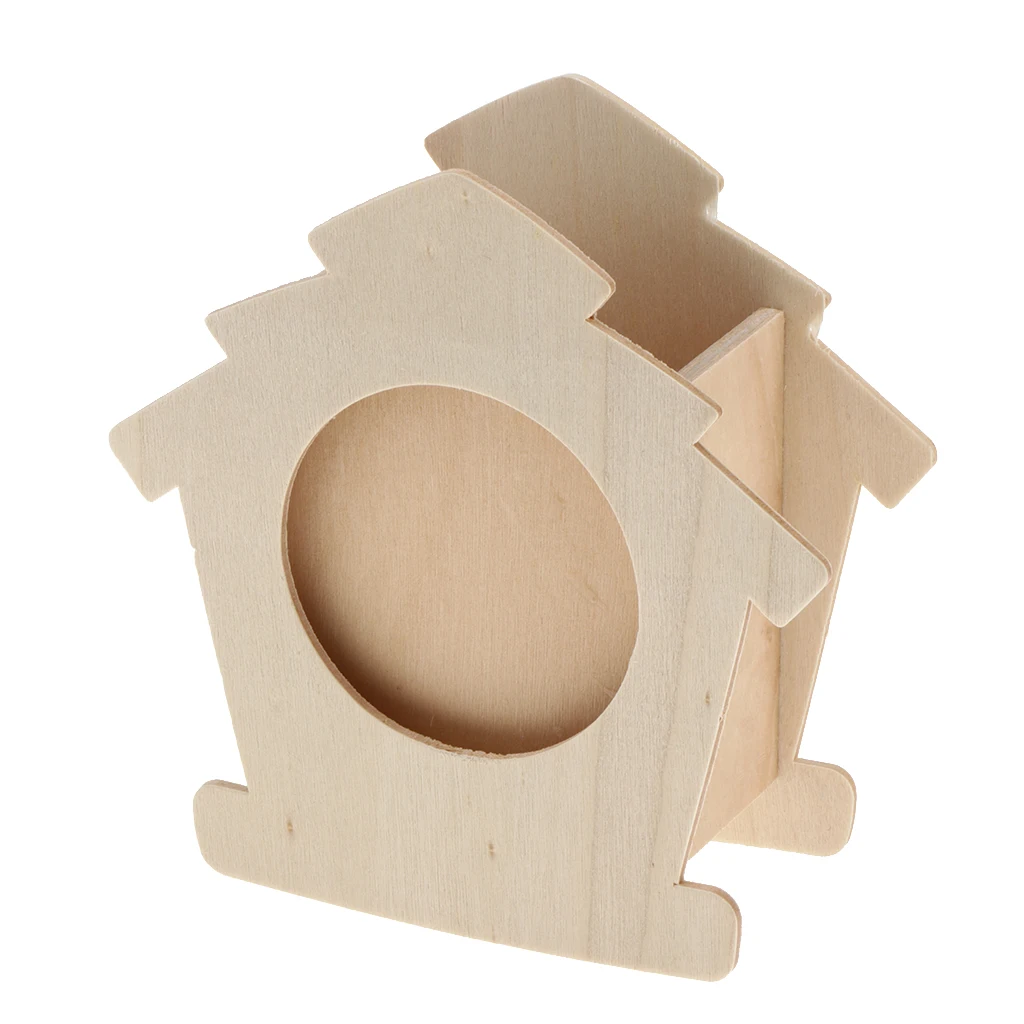 Unfinished Wood DIY Wood Pen Holder Hand Made Desk Organizer Pen Pot School Office Supplies Pen Stand Creative MDF Kids DIY Toys