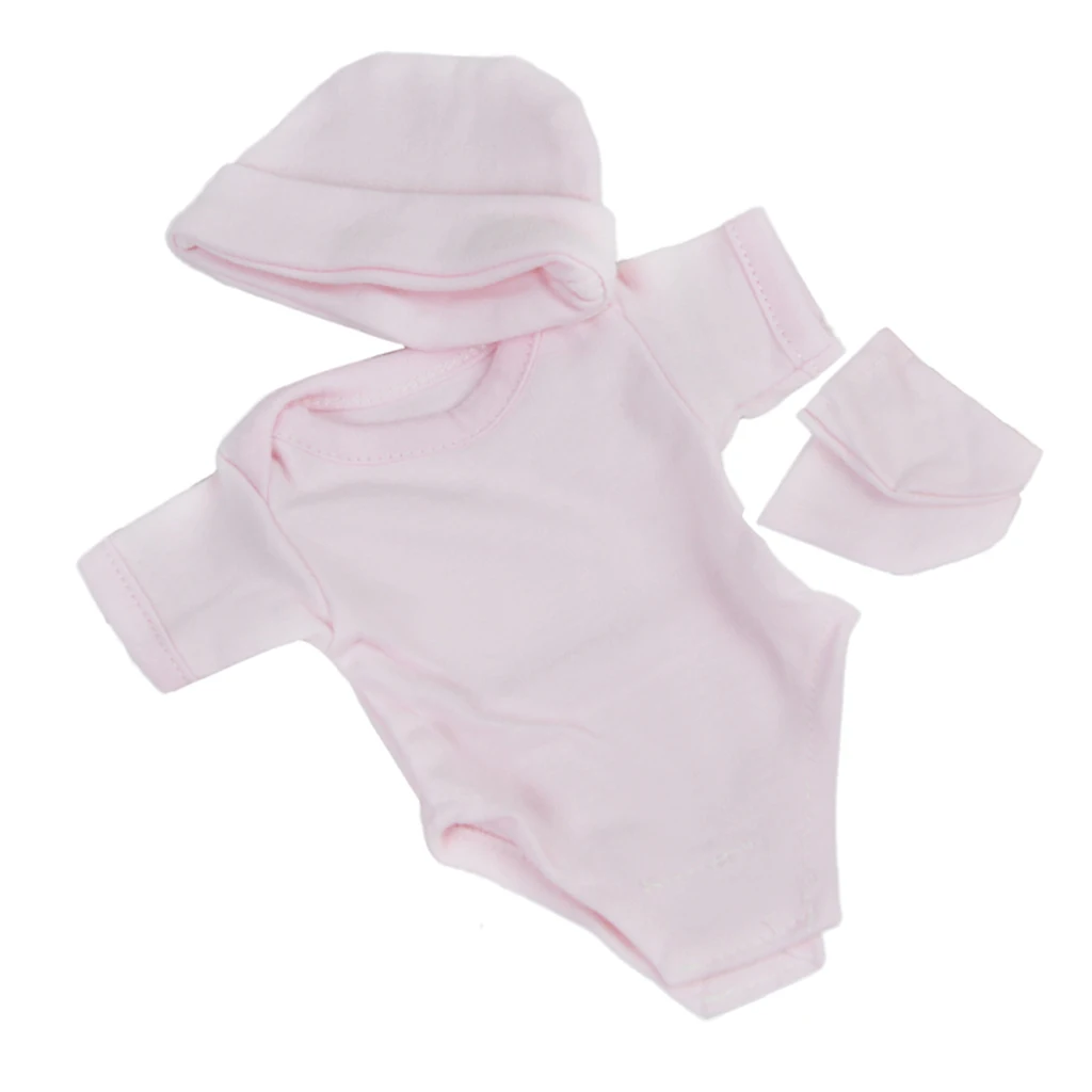 10inch-11inch Infant Baby Girl Doll Clothes Romper Jumpsuit Socks Hat Set  Suitable for 10''-11'' Reborn Baby Girl Doll Pink