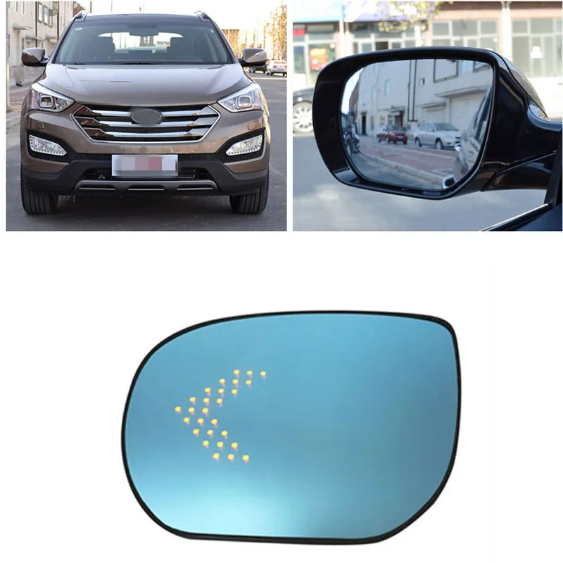 Power Heated Blue Wide Angle Sight Side Rear View Mirror Glasses For