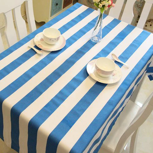 Mediterranean style blue and white striped canvas table cloth cotton many sizes | Дом и сад