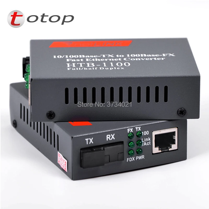 1 pair HTB 1100AB 2KM 10/100M Fiber Optic Media Converter Multimode