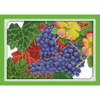 

The Grape is Ripe fruits restaurant decorative embroidery cross stitch patterns Chinese paintings DIY needlework Cross-Stitch