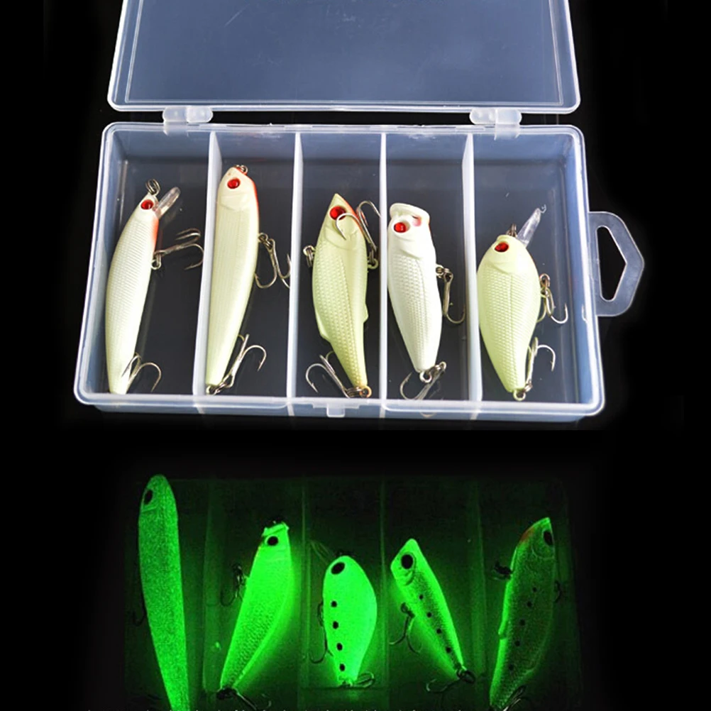Glow In Dark Night Fishing Lure With Lure Box Bait Kit VIB Popper Crank
