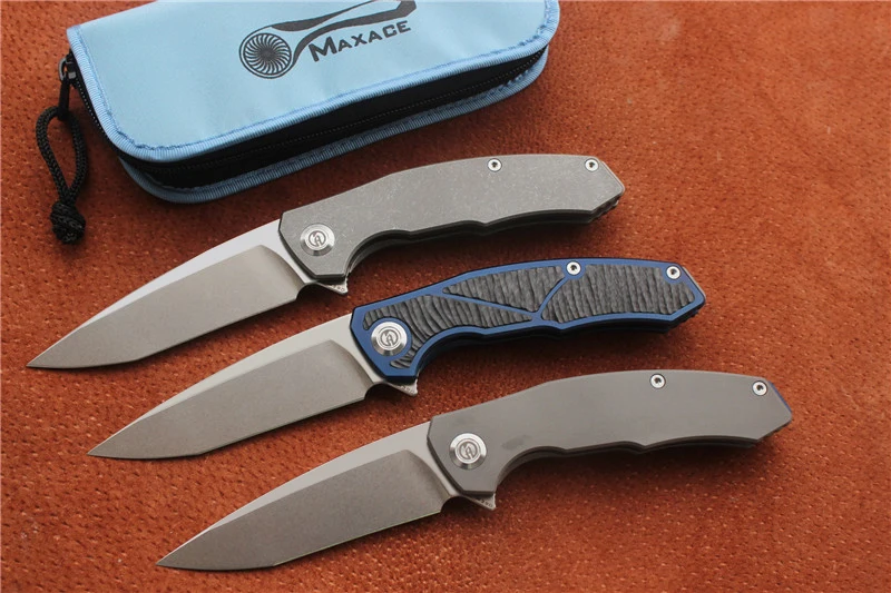 Высокое качество, Maxace Halictus складной нож Синий/Серый Ti/CF(Stonewash), материал лезвия: M390, Открытый Кемпинг Охота ручные инструменты
