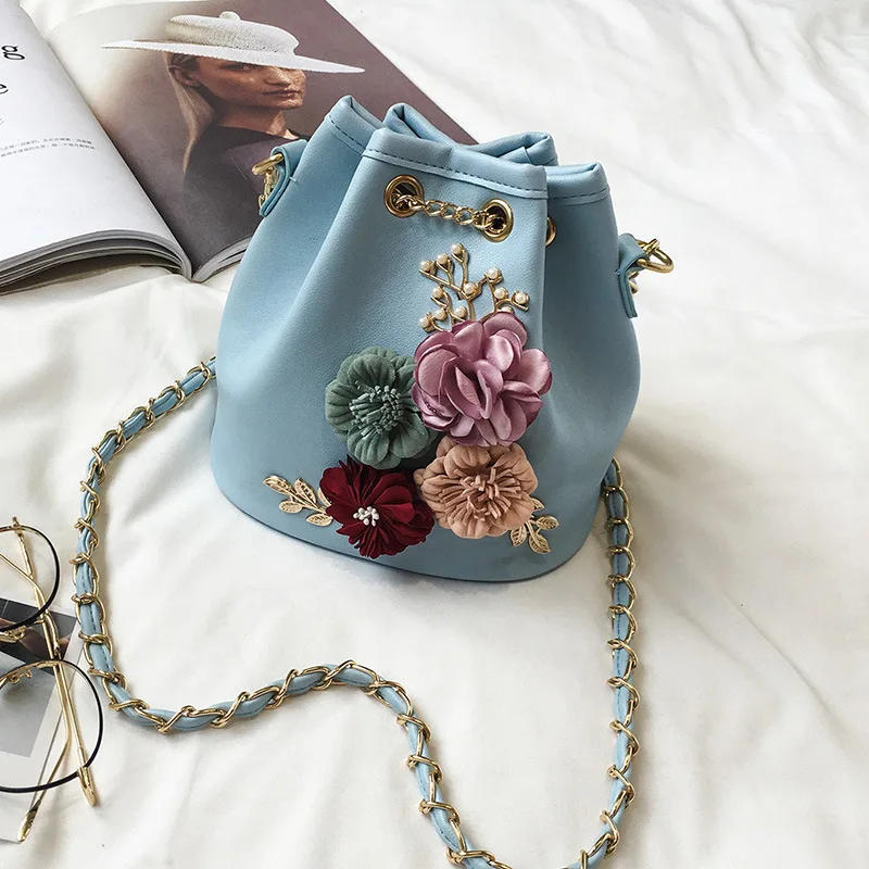 111717 newhotstacy lady flowers small bucket bag female shoulder bag