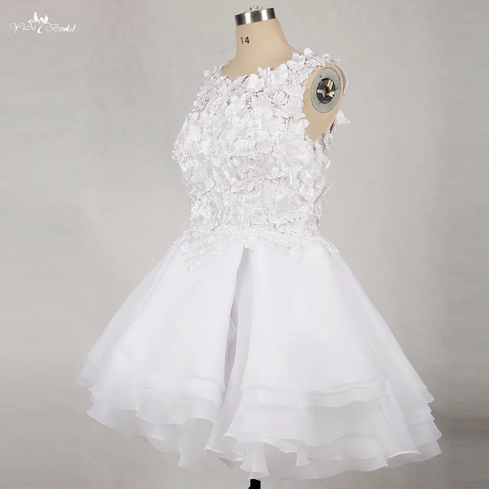 RSW1171 реальные фотографии Yiaibridal без рукавов, высокая пройма юбка слоев органзы Vestido De Noiva Curto