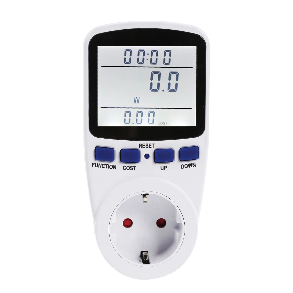 LCD Display Power Meter Socket Energy Monitor Watt Voltage Amps Measuring Outlet Electrical