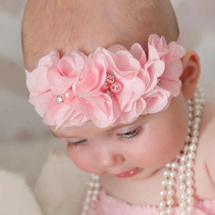 

5PC Babys Girls Elastic Headband Chiffon Flower Photography Headbands Newborn Princess Elastic Hairband Accessories For Children