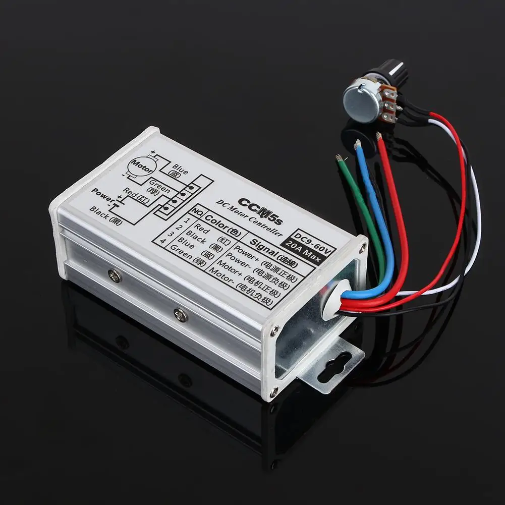 DC 9-60 V 20A PWM контроллер скорости двигателя драйвер регулятора PWM высокое качество плавное изменение скорости импульсный переключатель скорости двигателя