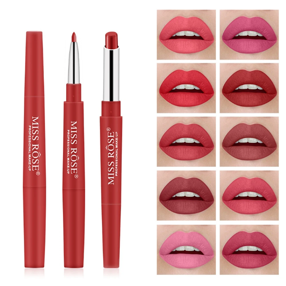 

Manooby Matte Lip Liner Double Head Lipstick Automatic Rotating Multi-function Waterproof Beauty Matte