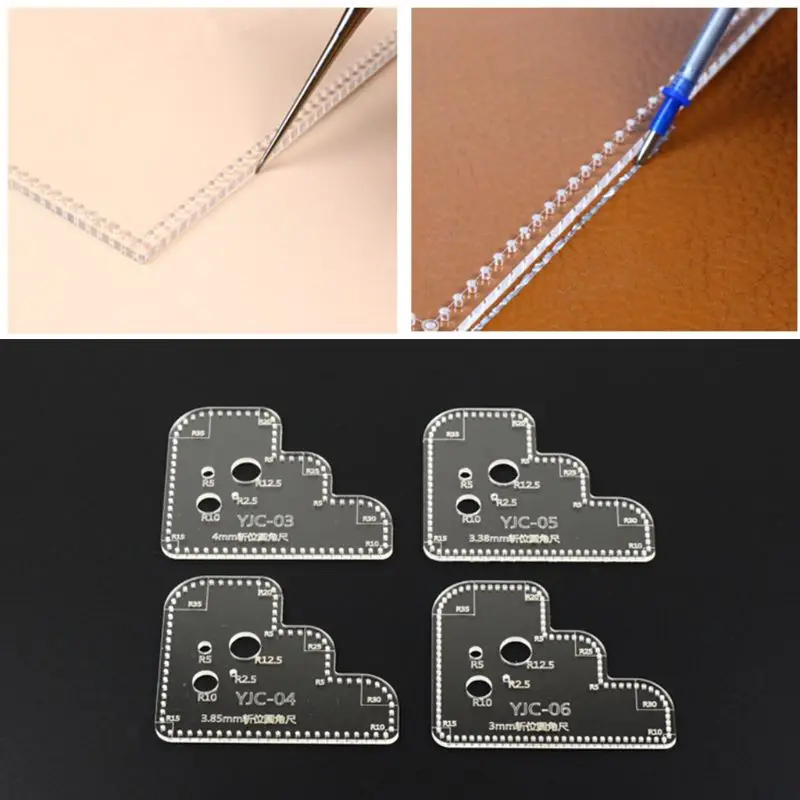 

Leather Craft Perspex Acrylic Cutting Stencil Template For DIY Scrapbooking Embossing Decorative Corner Sewing Tool