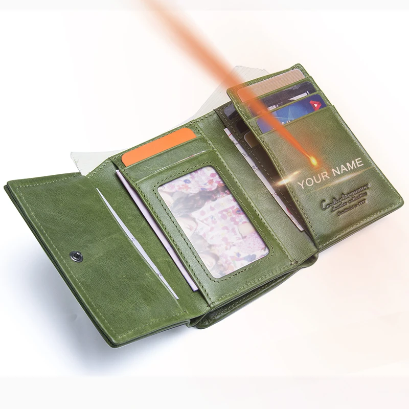 

2018 New Fashion Design Women Wallets Genuine Leather Trifold Purse With Zipper Card Photo Holder Wallet For Woman High Quality