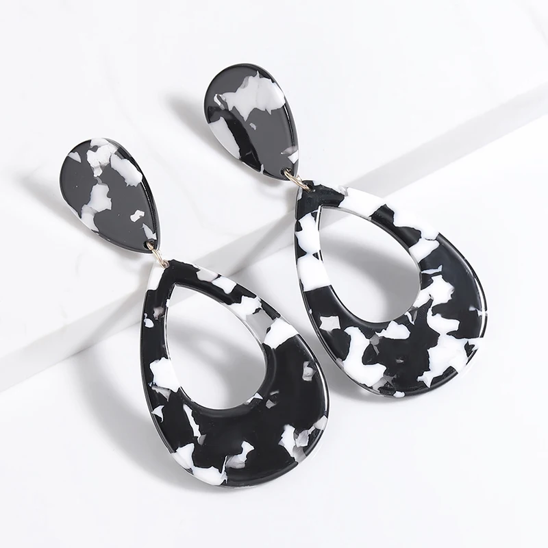 

New Fashion Print Leopard Tortoiseshell Eardrop Geometric Cute Simple Woman's Eardrop Acetate Board Acrylic pendientes d'oreille