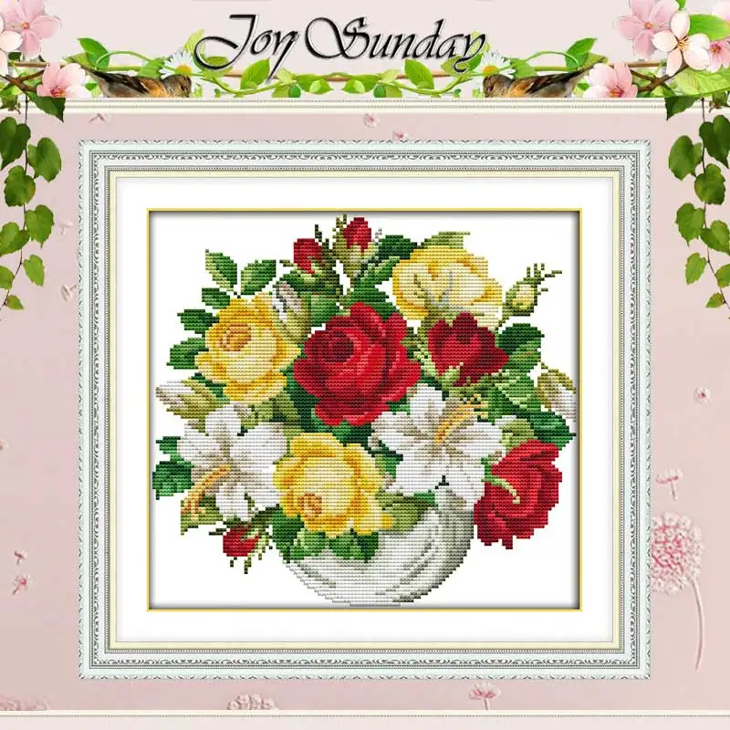 

Vase patterns counted Cross Stitch 11CT 14CT Cross Stitch Set Wholesale flower DIY Cross-stitch Kit Embroidery Needlework