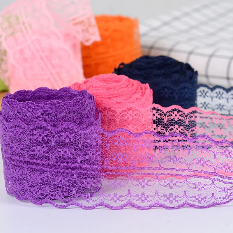 

5Meters/Lots 43mm Lace Ribbon DIY Apparel Sewing & Fabric Handmade Material Blue Purple Green Pink Red White Lace Trimming