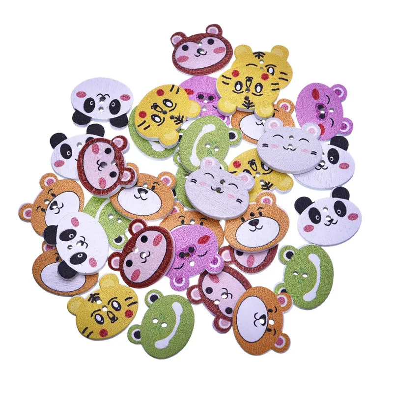

50Pcs Mixed 2 Holes Multicolor Cut Animal Elephant Wood Sewing Buttons Scrapbook 19x16mm
