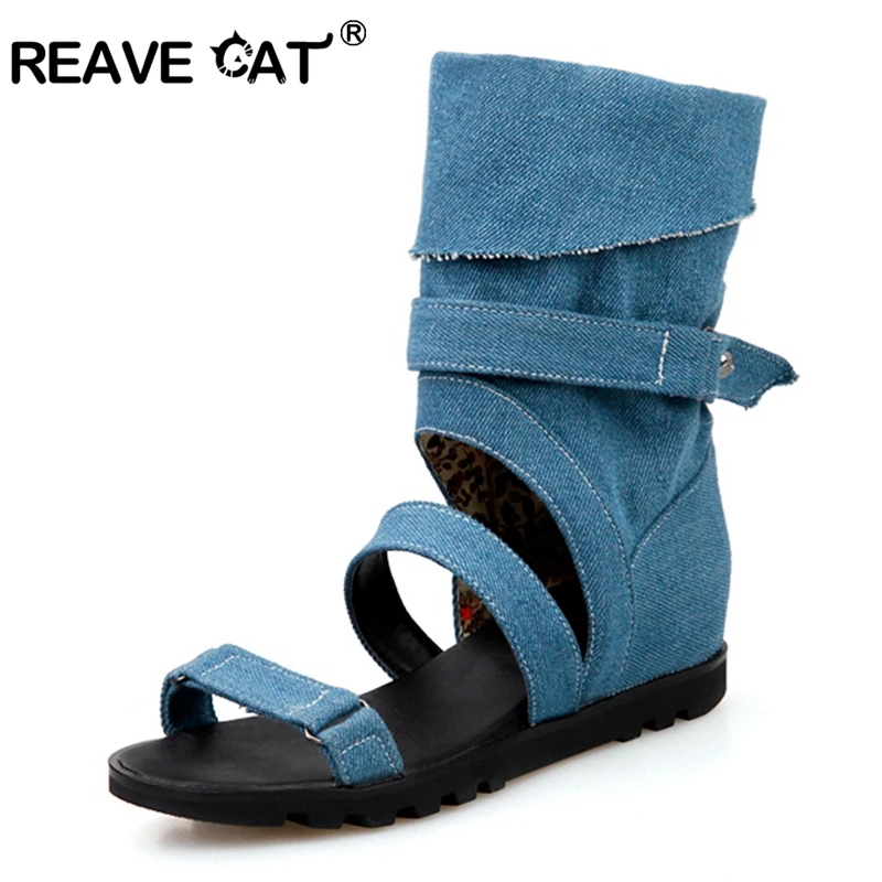 denim ankle boots women's