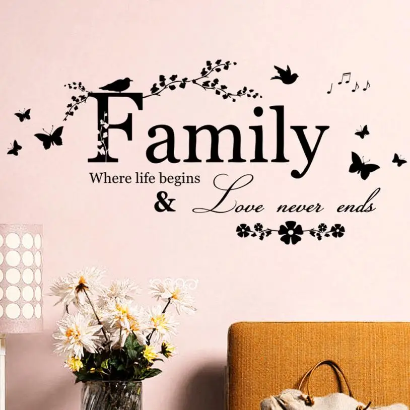 

wall sticker wallpapers stickers on the wall Family Letter Quote Removable Vinyl Decal Art Mural Home Decor Wall Stickers