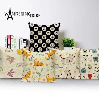 

Cartoon Cushion Cover Cat Dog Pillow Case Animal Throw Pillow Covers Linen Pillows 45 * 45 Custom Quality Living Room Cushions