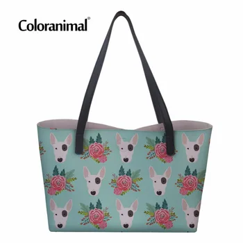 

Coloranimal Cute Puppy Dog Design Women Large Luxury Leather Handbag Bulldog Terrier PU Shopping Shoulder Bag Fashion Tote Pouch