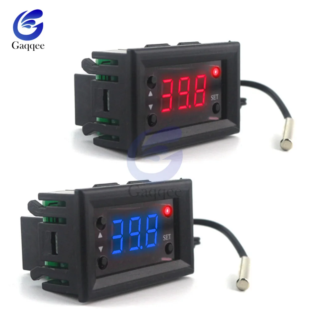 

W1218 DC 12V LED Digital Thermostat Temperature Controller Regulator Thermometer Monitor Red/Blue Display for Incubator W/ Probe