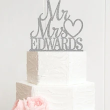 Сердца блеск топперы для торта пользовательское имя морских свадьбы. Свадебный душ. Обручение девичник торт выбирает