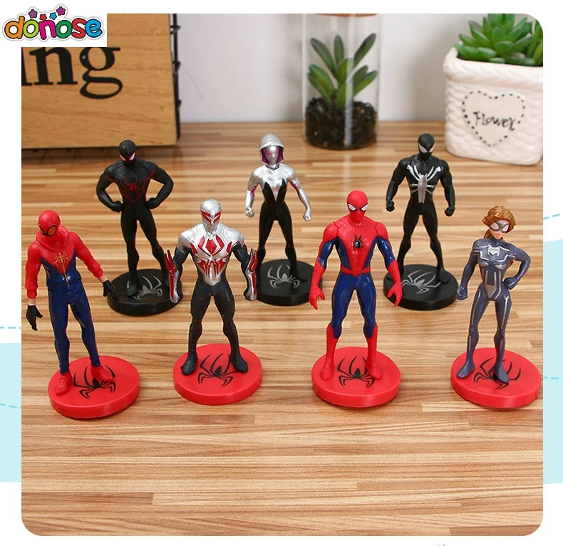 7pcs/set Spiderman Figure Venom Spider Woman Gwen Stacy Action Figure Spider-man  Collection Model Kids Toys For Children