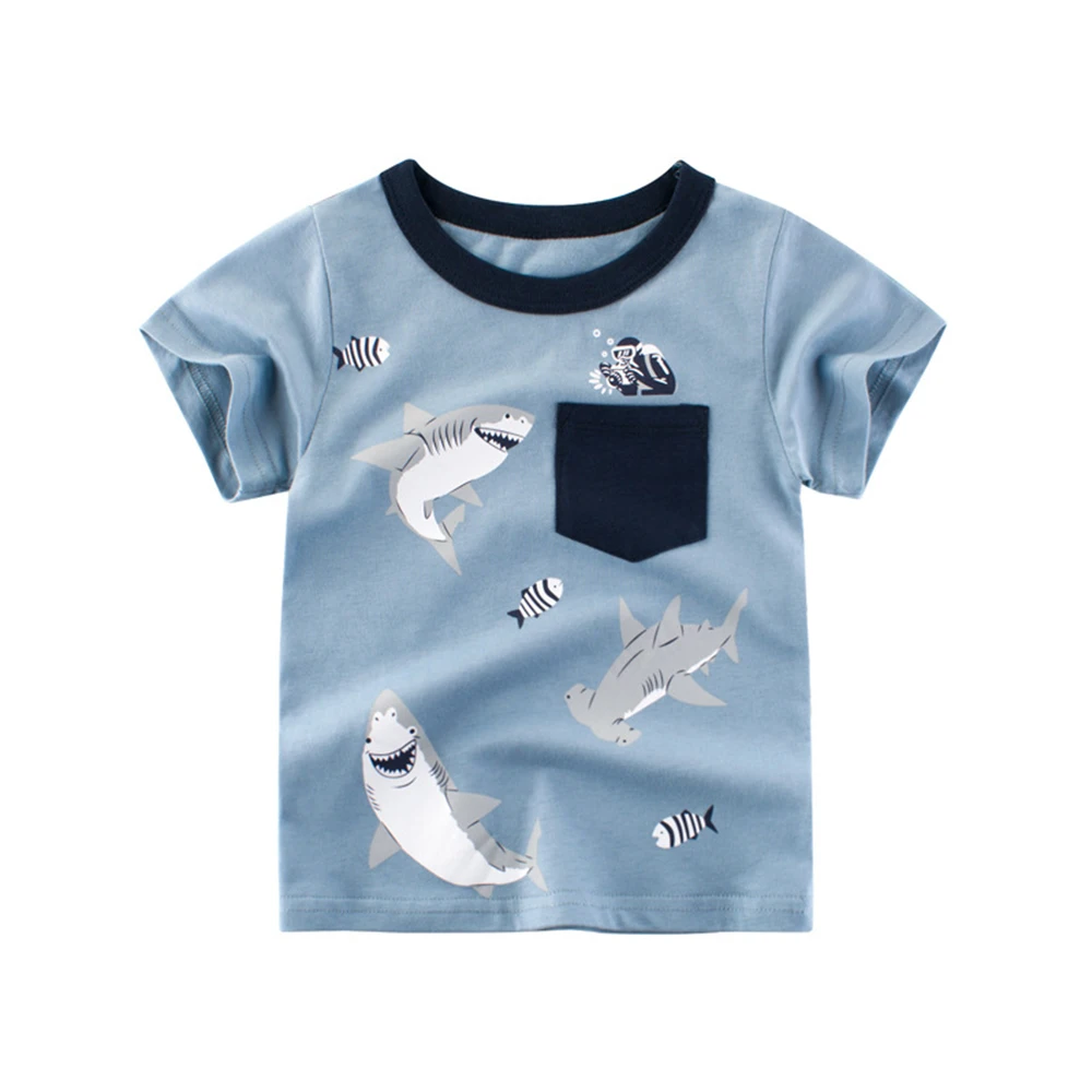 BINIDUCKLING/ г. Комплект детской одежды для маленьких мальчиков, летняя футболка с короткими рукавами и рисунком животных+ штаны, костюм Одежда для маленьких мальчиков