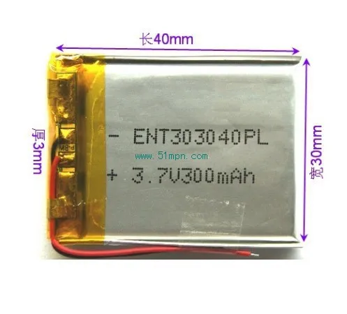 

A thin polymer batteries 303040 Lithium Battery 300mAh rechargeable battery power