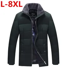 Grande XL-8XL Hiver Chaud Veste Parkas Hommes Marque winter epais Col En Polaire Chaud Bio Vers Le Bas Parka Hommes Court Male