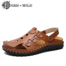 Новые модные сандалии Для мужчин повседневная обувь из натуральной кожи пляжная Мужская обувь Для мужчин s сандалии-гладиаторы сандалии из телячьей кожи