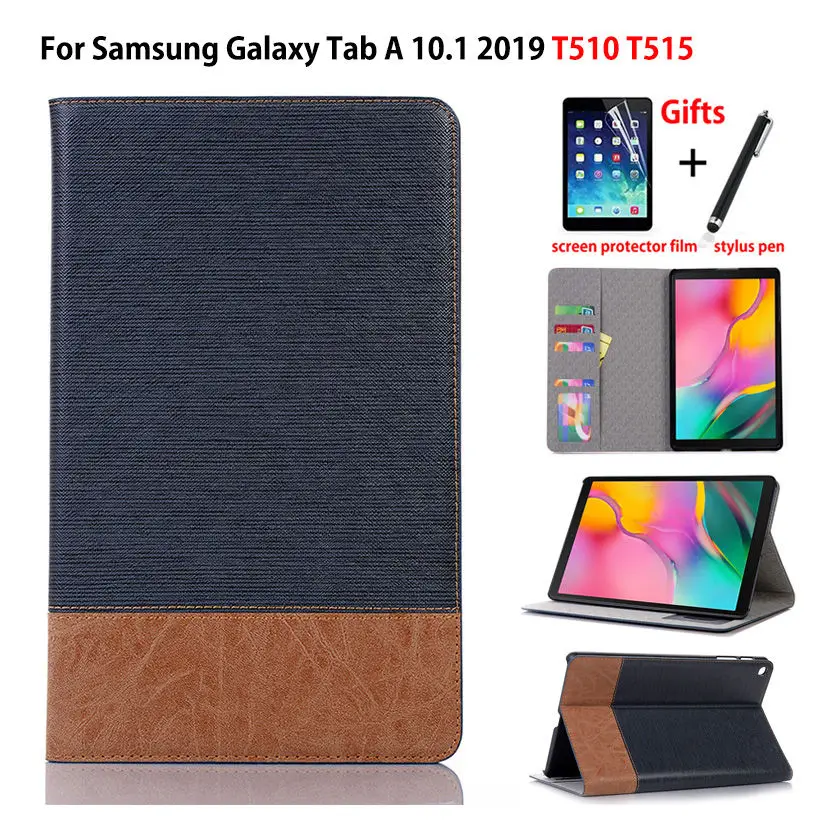 Роскошный чехол для Samsung Galaxy Tab A 10,1 2019 T510 T515 SM-T510 принципиально из искусственной кожи Защитная подставка в виде ракушки + стилус + Защитная